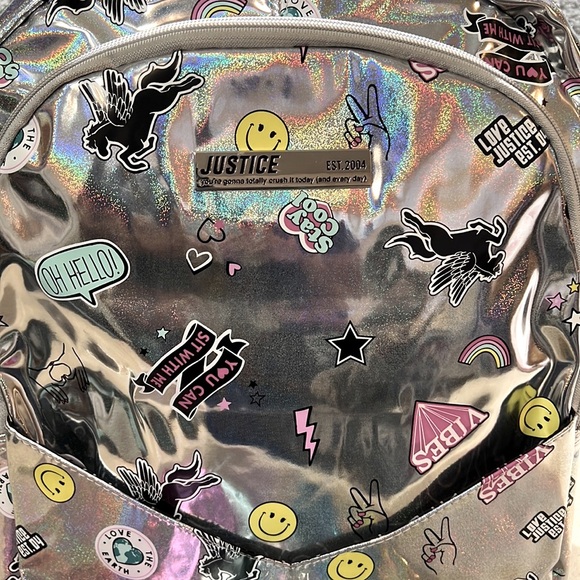 COPY -HP🎉Justice Girls Iridescent Print Bookbag/Backpack Detachable Wristlet … - Picture 5 of 11